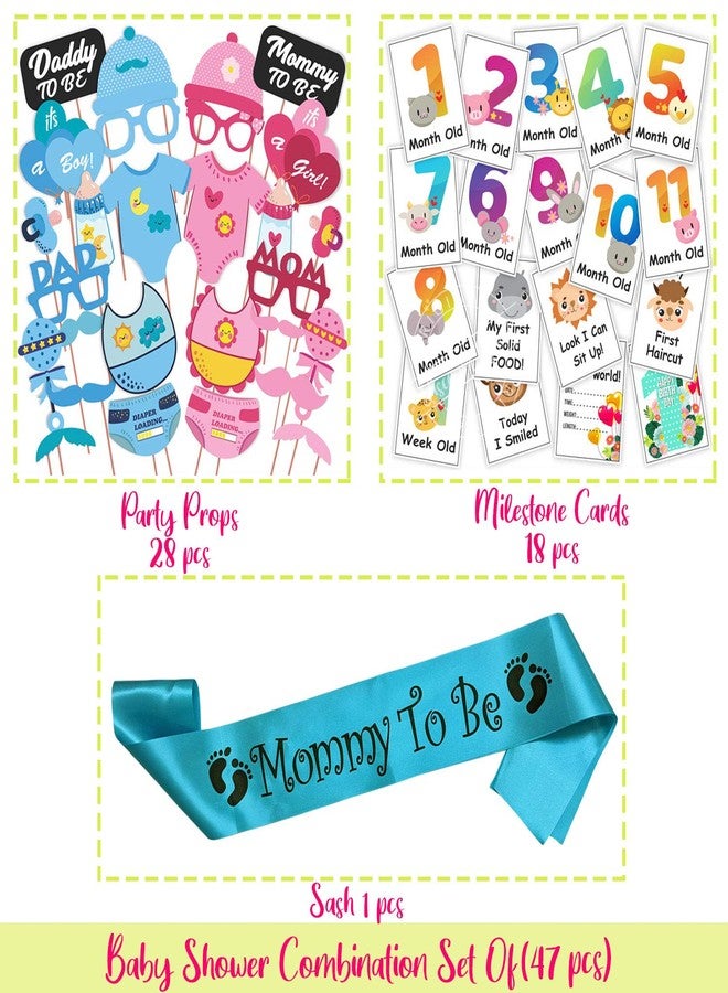 Wobbox Baby Shower Decoration Items| Baby Shower Ceremony Photo Booth Props for Photoshoot, Milestone Crad& Mom to Be Sash, Godh Bharai Ceremony Decoration Kit-(FP552) - Image 2